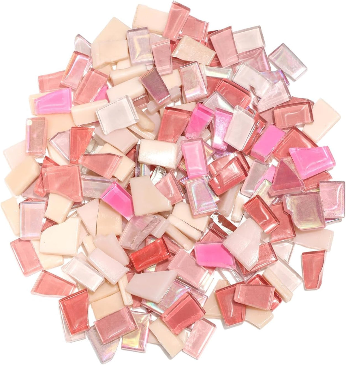 Pink Mixed Irregular Mosaic Glass Pieces, 300 Grams DIY Set for Adults