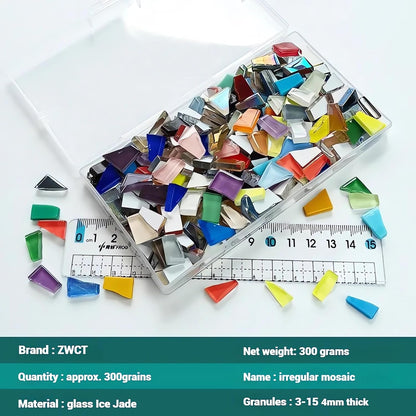 Pink Mixed Irregular Mosaic Glass Pieces, 300 Grams DIY Set for Adults