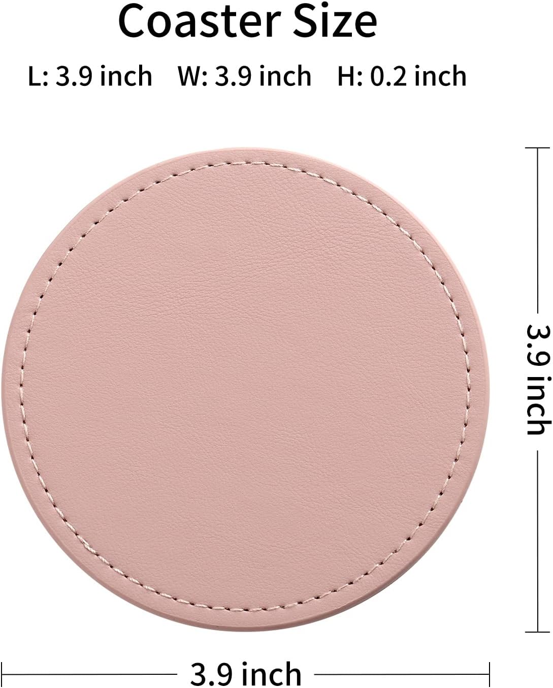 Drink Coasters with Metal Holder Stand Set of 6, PU Leather Absorbent Coasters with Cork Base Table Coaster Set Decorative Coffee Cup Coasters Housewarming Gift for Home Decor