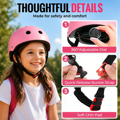 Kids Bike Helmet, Adjustable Toddler Helmet for Ages 3-5-8-14