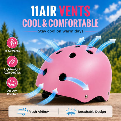 Kids Bike Helmet, Adjustable Toddler Helmet for Ages 3-5-8-14