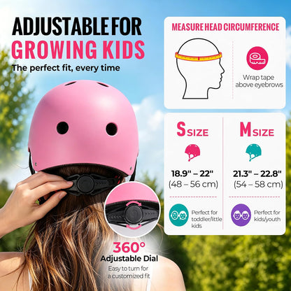 Kids Bike Helmet, Adjustable Toddler Helmet for Ages 3-5-8-14