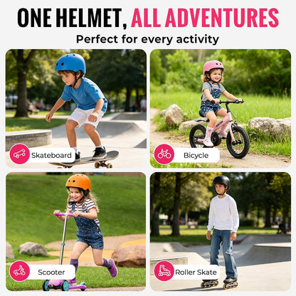 Kids Bike Helmet, Adjustable Toddler Helmet for Ages 3-5-8-14