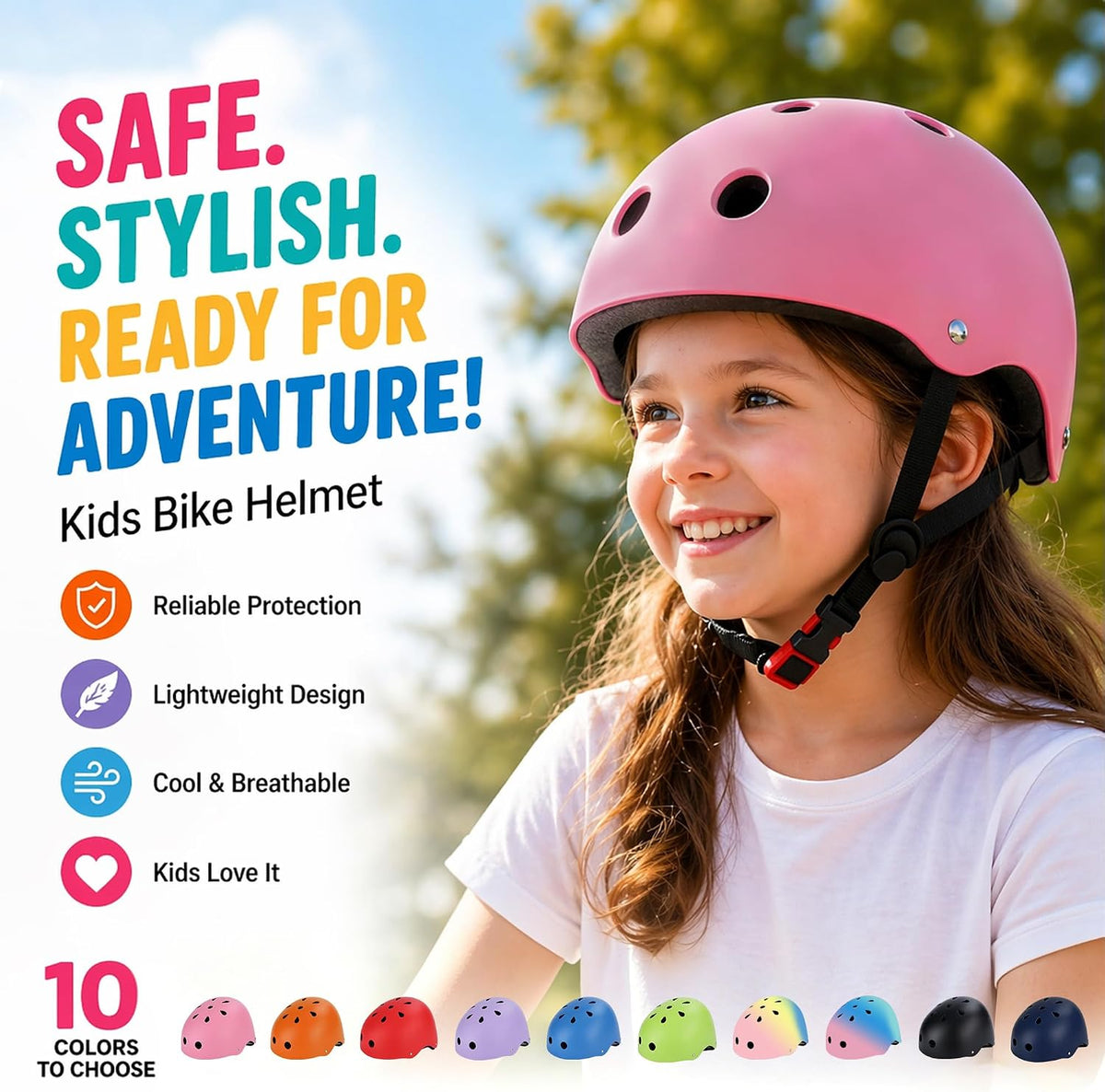 Kids Bike Helmet, Adjustable Toddler Helmet for Ages 3-5-8-14
