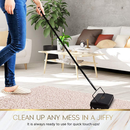 17072 Electrostatic Carpet & Floor Sweeper - 9" Cleaning Path - Lightweight - Ideal for Crumby Messes - Works On Carpets & Hard Floor Surfaces - Pretty Pink