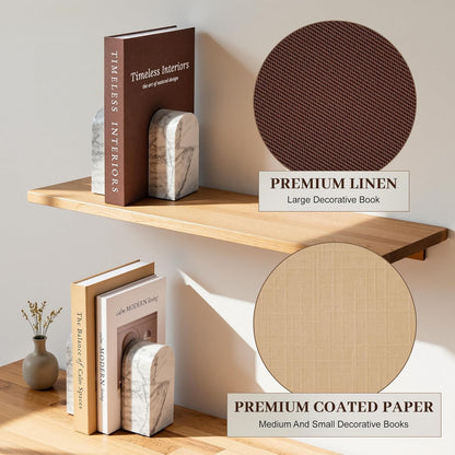Decorative Books, Set of 3 Stackable Fake Book Storage Boxes, Brown