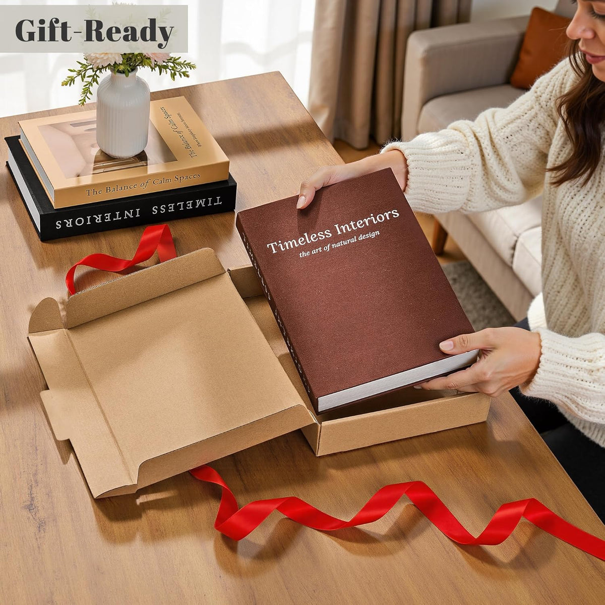 Decorative Books, Set of 3 Stackable Fake Book Storage Boxes, Brown