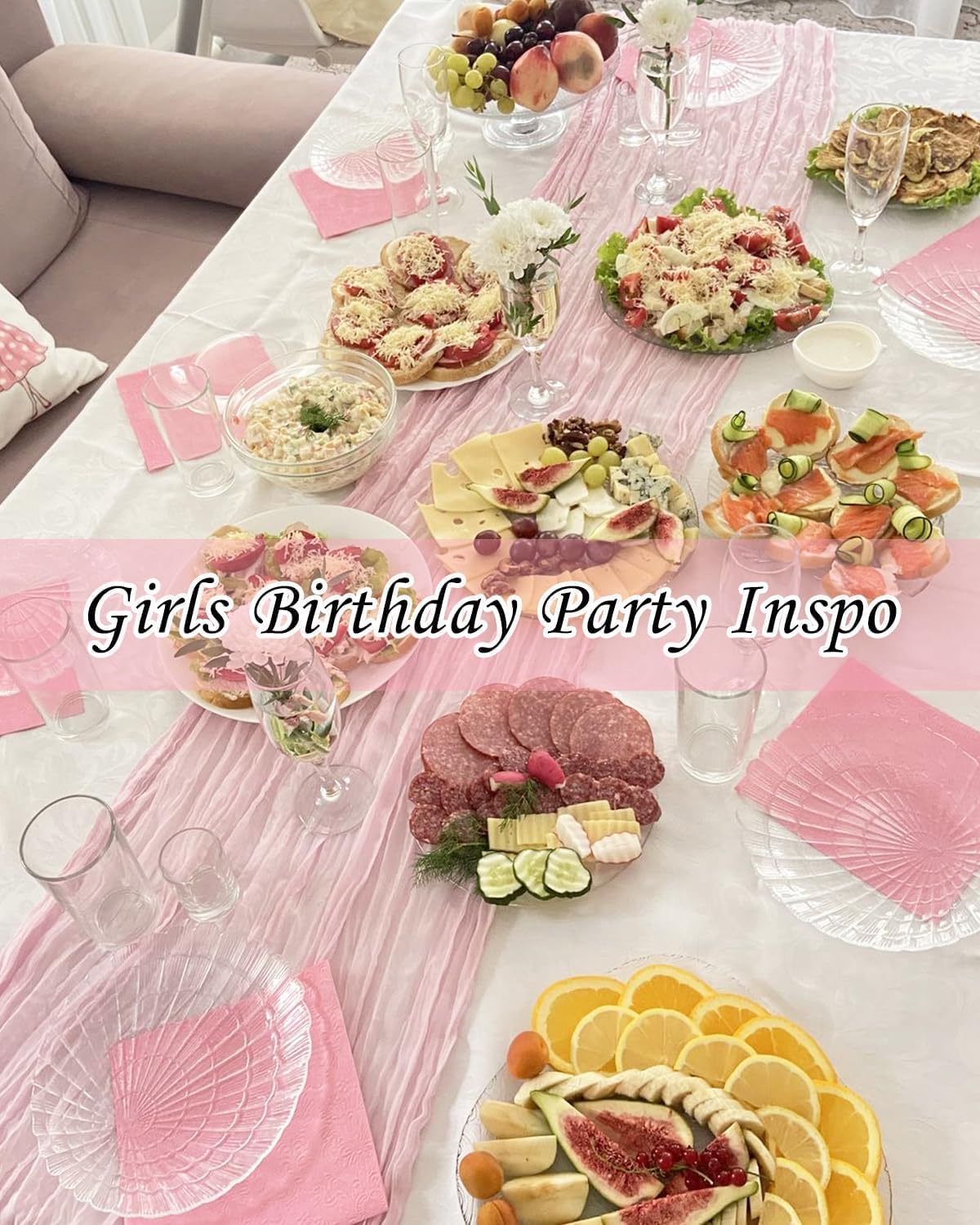 8 Pack Pink Cheesecloth Table Runner 21x120 Inch Boho Gauze 10FT Long