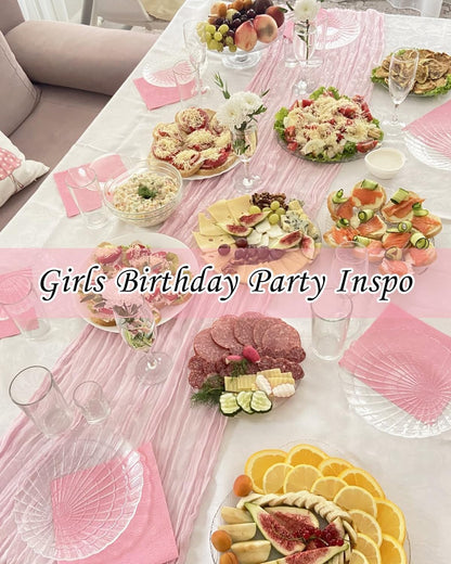 8 Pack Pink Cheesecloth Table Runner 21x120 Inch Boho Gauze 10FT Long