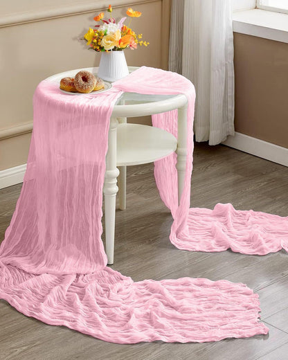 8 Pack Pink Cheesecloth Table Runner 21x120 Inch Boho Gauze 10FT Long