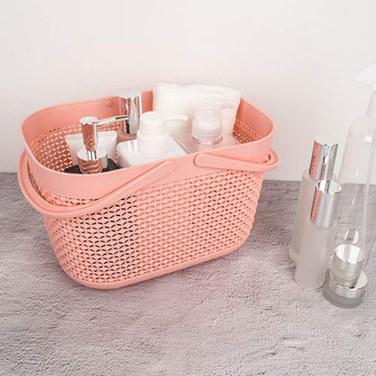 Plastic Portable Shower Caddy Basket, Storage Organizer with Handle, Pink