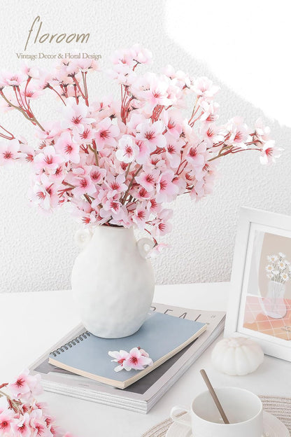 6pcs Artificial Cherry Blossom Branches Pink Faux Silk Flowers Fake Bouquets for Home Wedding Bedroom Japanese Style Decor DIY Table Centerpieces Spring Decorations & Floral Arrangements