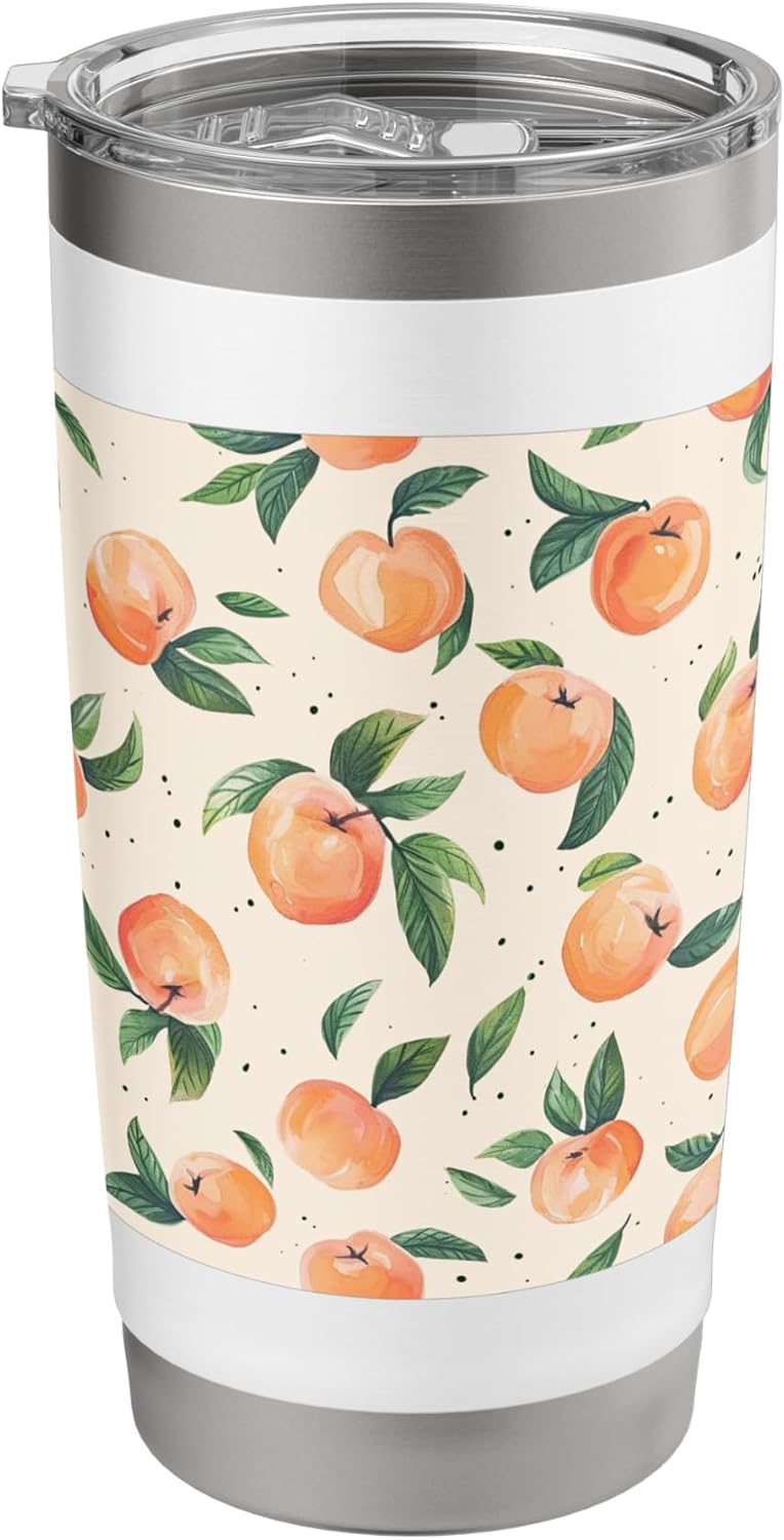 Peach Fruit Pattern Stainless Steel Insulated Tumbler