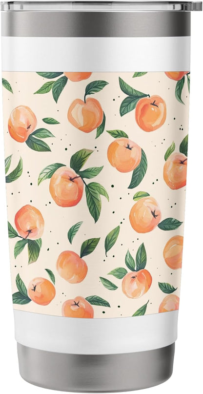 Peach Fruit Pattern Stainless Steel Insulated Tumbler