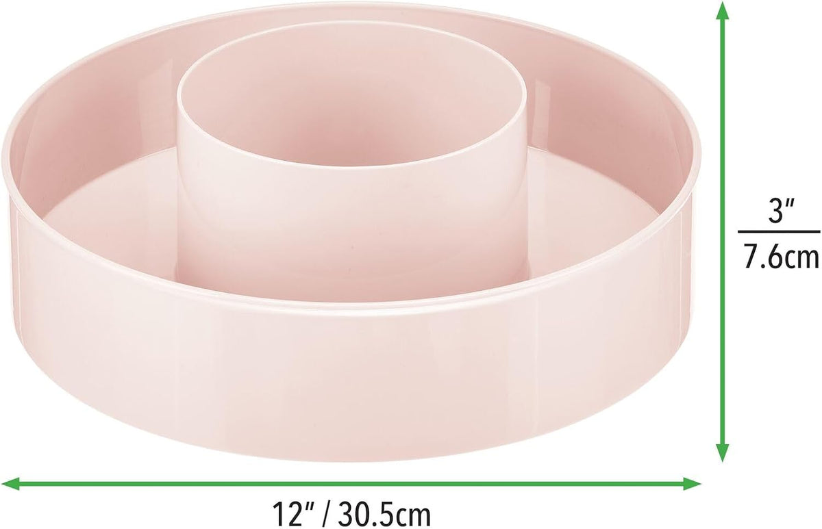 Plastic Lazy Susan Round Turntable Storage Tray - Rotating Organizer for Makeup, Cosmetics, Nail Polish, Vitamins, Shaving Kits, Hair Spray, Medical Supplies, First Aid - Light Pink/Blush