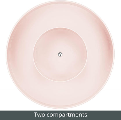 Plastic Lazy Susan Round Turntable Storage Tray - Rotating Organizer for Makeup, Cosmetics, Nail Polish, Vitamins, Shaving Kits, Hair Spray, Medical Supplies, First Aid - Light Pink/Blush