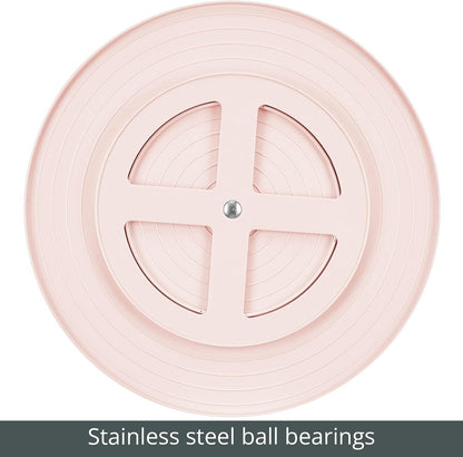 Plastic Lazy Susan Round Turntable Storage Tray - Rotating Organizer for Makeup, Cosmetics, Nail Polish, Vitamins, Shaving Kits, Hair Spray, Medical Supplies, First Aid - Light Pink/Blush