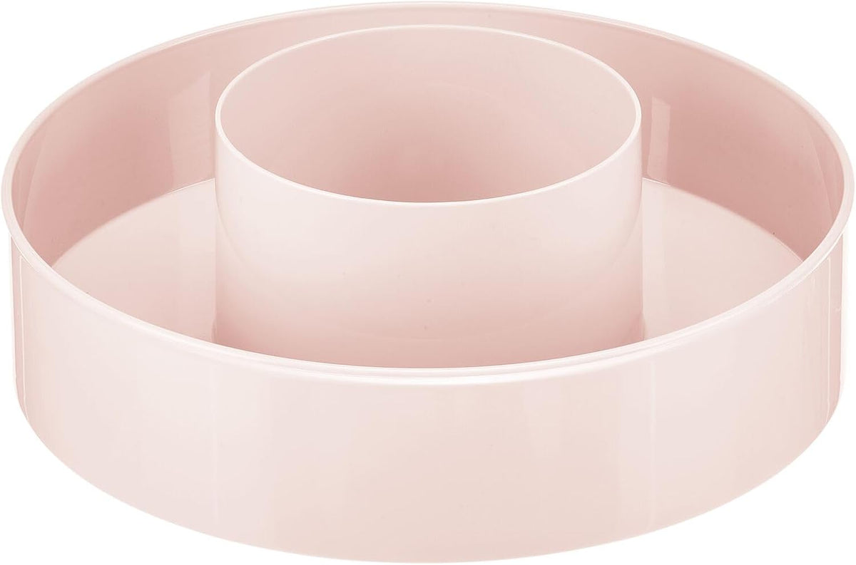Plastic Lazy Susan Round Turntable Storage Tray - Rotating Organizer for Makeup, Cosmetics, Nail Polish, Vitamins, Shaving Kits, Hair Spray, Medical Supplies, First Aid - Light Pink/Blush