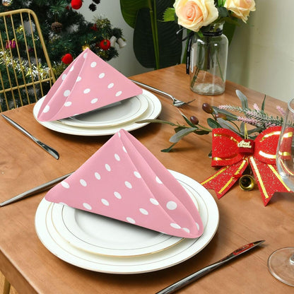 Kigai Cloth Napkins Set of 6 Dots on Pink Dinner Napkins 20x20 in, Washable & Reusable Fabric Table Napkin for Dining Parties Holiday, Eco-Friendly