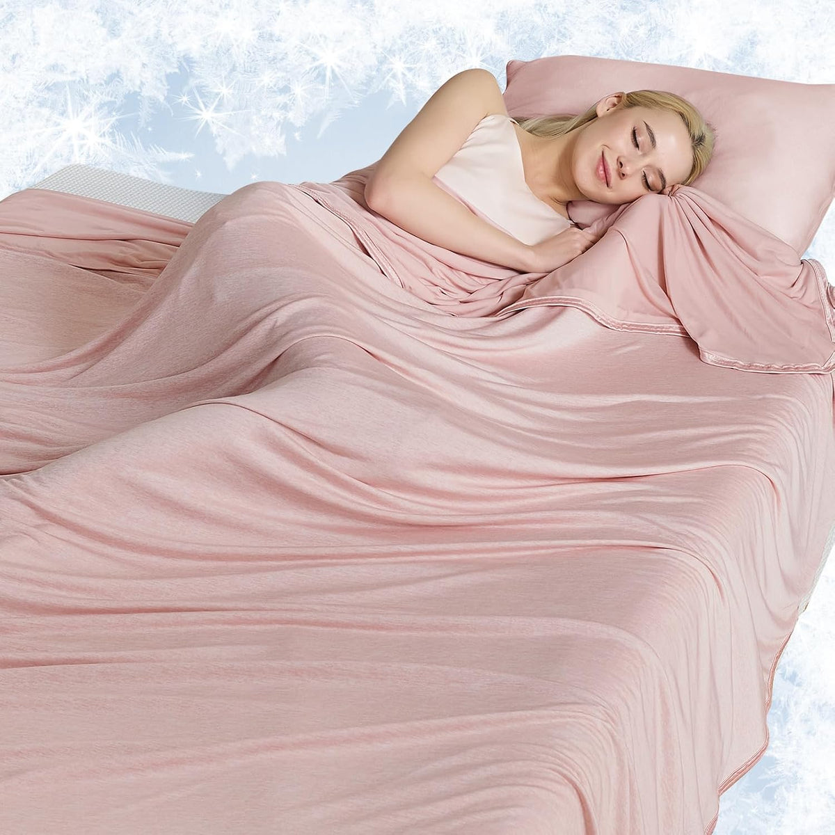 Cooling Blanket for Hot Sleepers - Summer Blanket Thin Soft Lightweight Breathable Double Side Enhanced Cooling for Hot Flashes, Night Sweats, Bed, Couch (Pink, 96 x 102 inches)