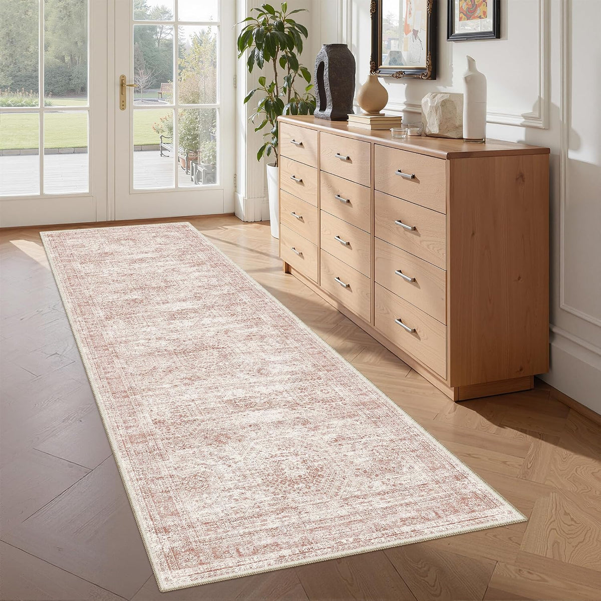 2x6 Runner Rug Non Slip,Washable Hallway Runner Rug,Pink
