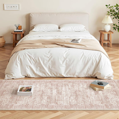 2x6 Runner Rug Non Slip,Washable Hallway Runner Rug,Pink
