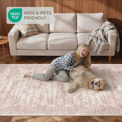 2x6 Runner Rug Non Slip,Washable Hallway Runner Rug,Pink