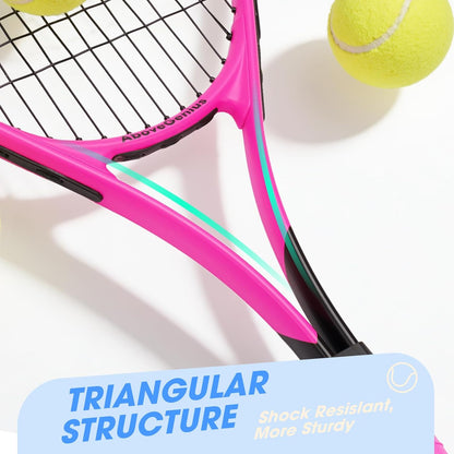 Neon Tennis Rackets 2 Pack for Adults- 27" Lightweight Aluminum Tennis Racquet Set with 3 Balls & Bag- Vibrant High-Visibility Matte Finish for Men Women Beginners