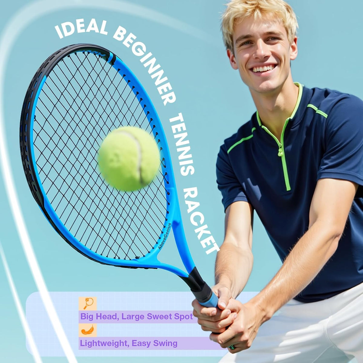 Neon Tennis Rackets 2 Pack for Adults- 27" Lightweight Aluminum Tennis Racquet Set with 3 Balls & Bag- Vibrant High-Visibility Matte Finish for Men Women Beginners