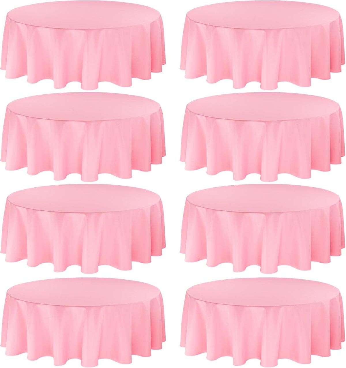 8 Pack Premium Round Tablecloth 90 Inch Pink Round Table Covers Bulk Washable Polyester Fabric Round Table Clothes for Wedding Party Reception Banquet Buffet Restaurant (Pink, 90 Inch)