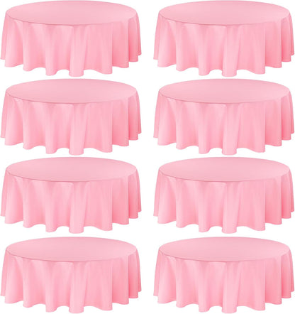 8 Pack Premium Round Tablecloth 90 Inch Pink Round Table Covers Bulk Washable Polyester Fabric Round Table Clothes for Wedding Party Reception Banquet Buffet Restaurant (Pink, 90 Inch)