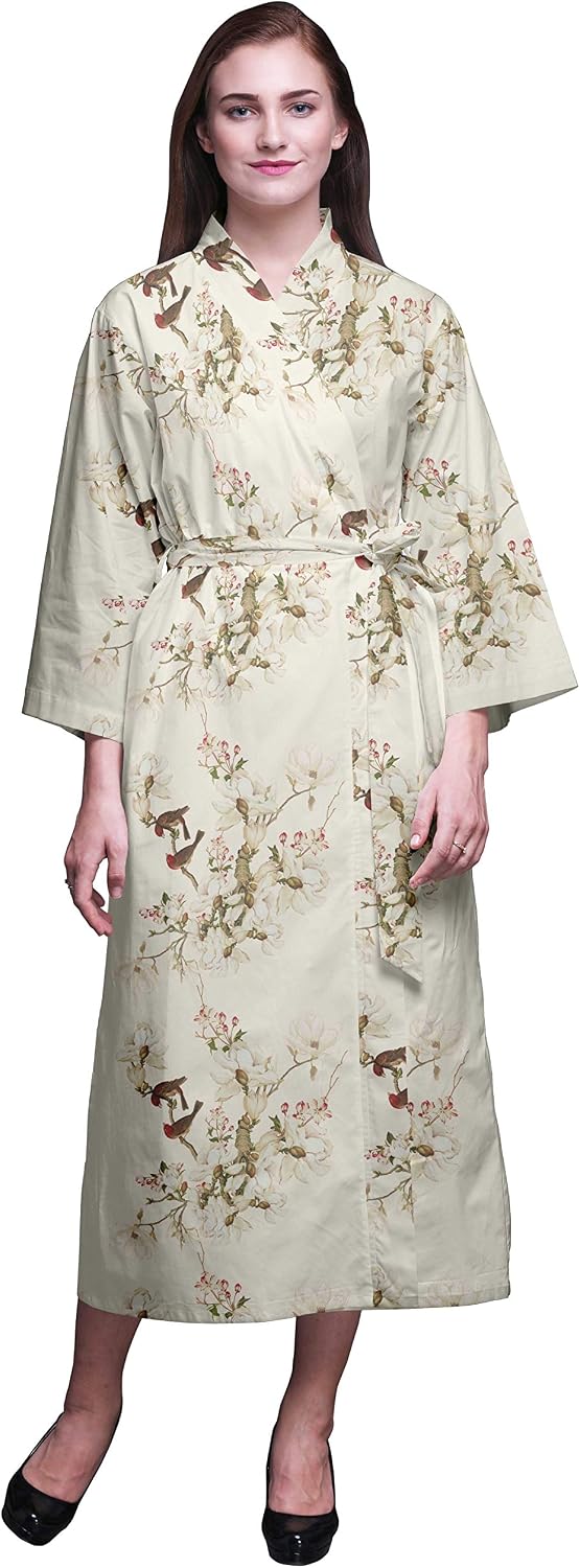Long Printed Kimono Robes for Women Bridesmaid Robes Cotton Bathrobes