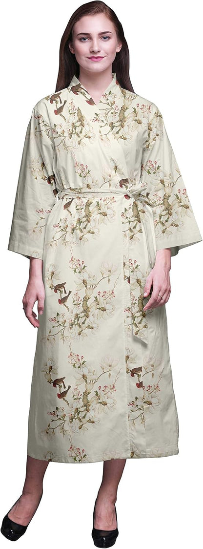 Long Printed Kimono Robes for Women Bridesmaid Robes Cotton Bathrobes