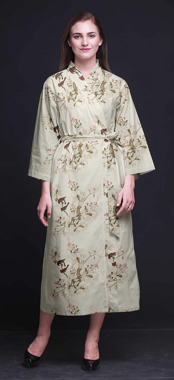 Long Printed Kimono Robes for Women Bridesmaid Robes Cotton Bathrobes