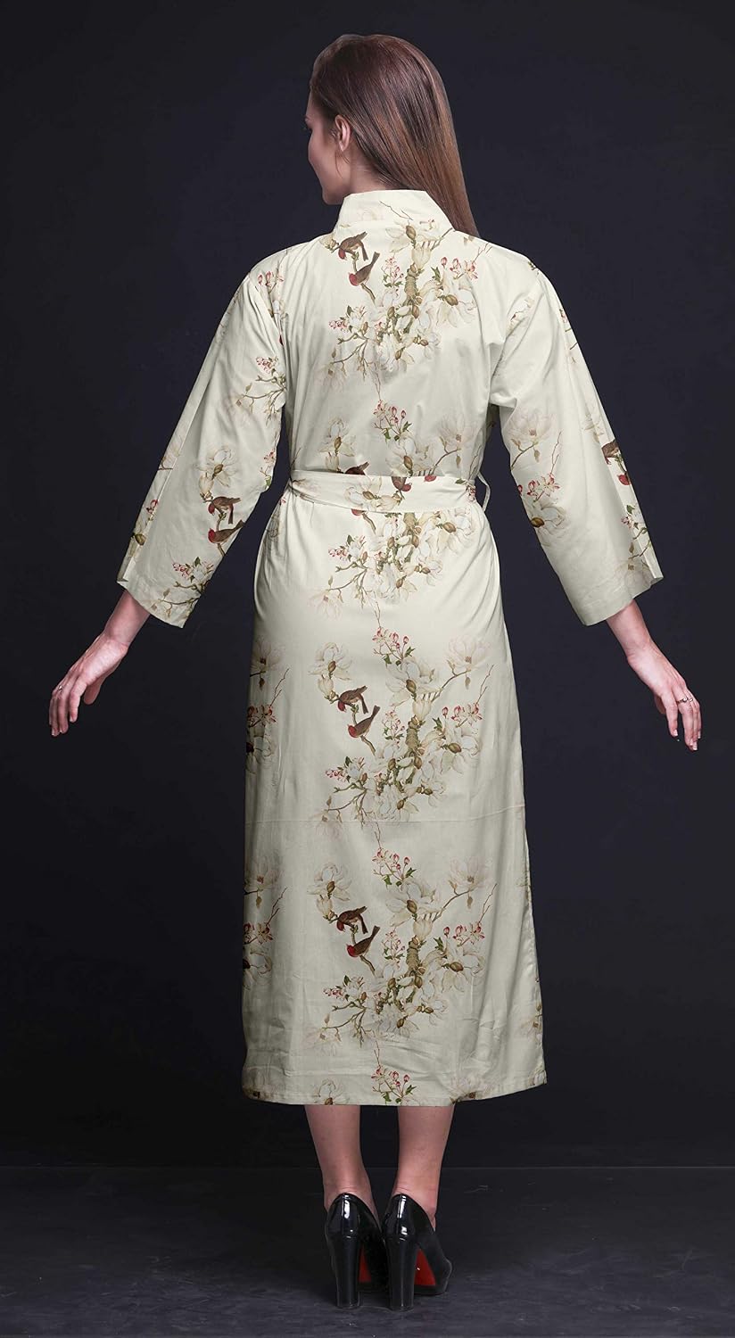 Long Printed Kimono Robes for Women Bridesmaid Robes Cotton Bathrobes