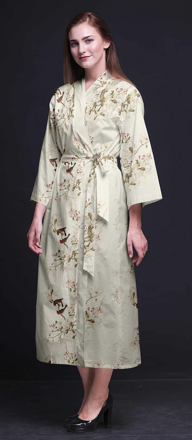 Long Printed Kimono Robes for Women Bridesmaid Robes Cotton Bathrobes