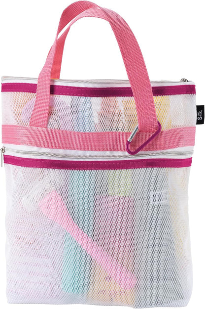 . Mesh Shower Caddy, 10" x 10", Pink