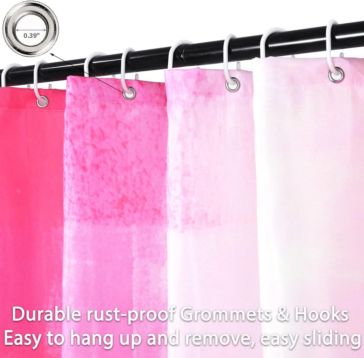 Hot Pink Shower Curtain, Watercolor Pink Contemporary Brush Strokes Oil Painting Abstract Bathroom Curtain Waterproof Fabric Machine Washable with 12 Hooks