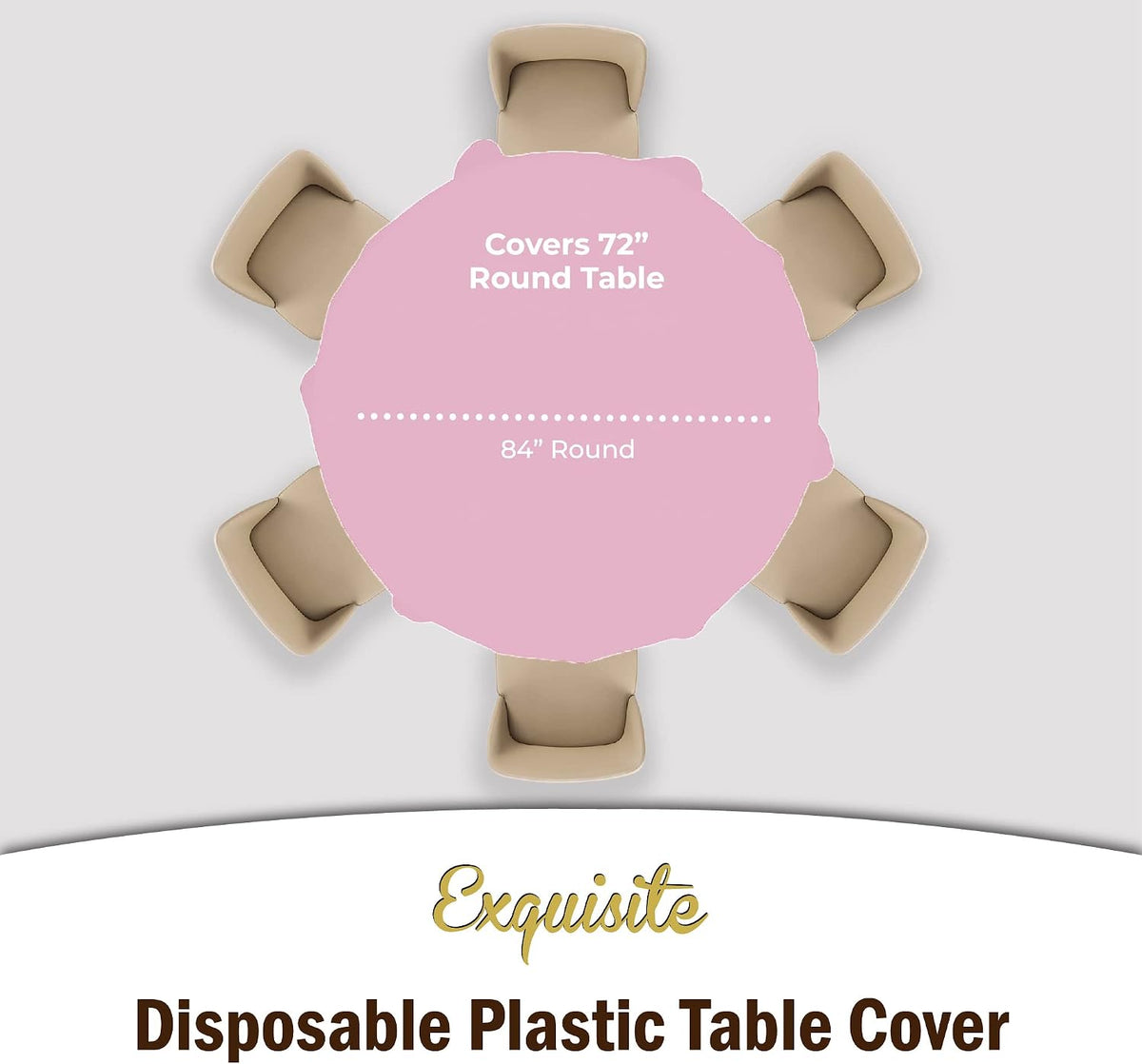 Pink Round Plastic Table Cloth Disposable 6 Pack - 84 Inch Round Tablecloth for Tables up to 6 Foot - Waterproof Table Cover for Party Wedding Birthday Graduation BBQ Catering