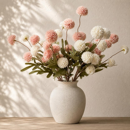 10pcs Faux White & Pink Kiku Flowers, 5 Heads Each Stem & 4 Branches Eucalyptus Stems, Artificial Small Mini Chrysanthemum Flowers for Aesthetic Room Decor, Floral Arrangements Centerpiece