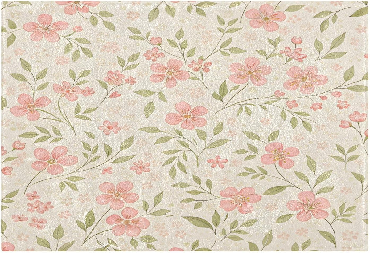 Watercolor Flowers Pink Bathroom Mat Rug 24" x 16" Non Slip Super Absorbent Quick Dry Bath Mats for Bathtub Fluffy Rugs