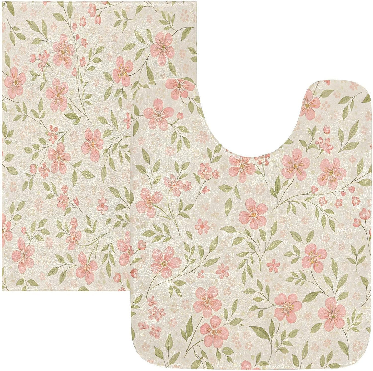Watercolor Flowers Pink Bathroom Mat Rug 24" x 16" Non Slip Super Absorbent Quick Dry Bath Mats for Bathtub Fluffy Rugs