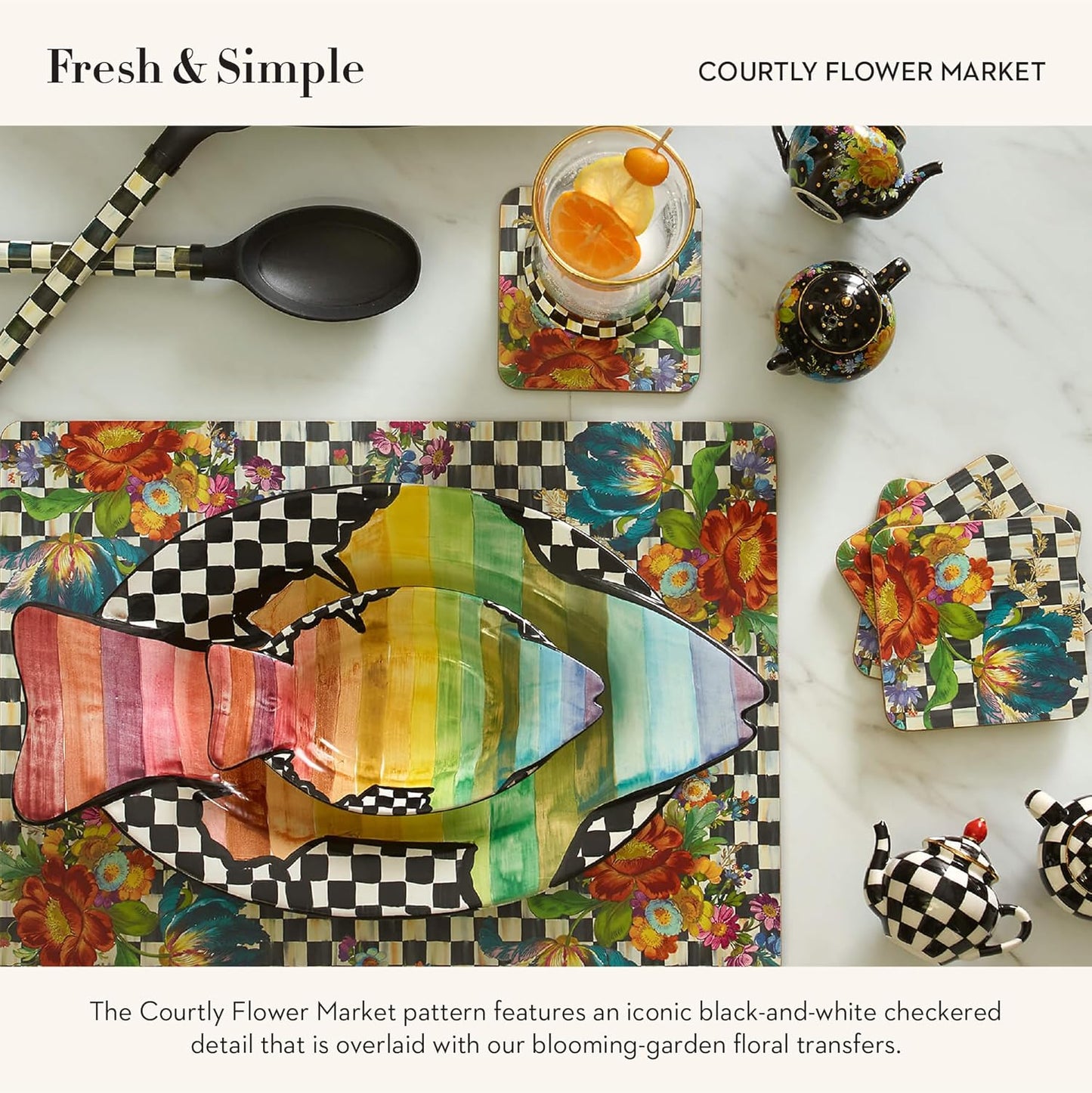 MACKENZIE-CHILDS Cotton Napkin, Cloth Dinner Napkin, Courtly Flower Market