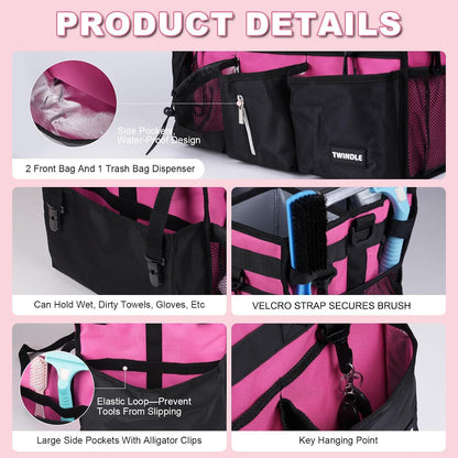 Large Cleaning Caddy Bag With Detachable Divider,Caddy Organizer With Handle,Cleaning Supply Storage With Adjustable Shoulder Strap & Waist Belt For Cleaners,Cleaning Housekeepers