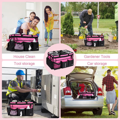 Large Cleaning Caddy Bag With Detachable Divider,Caddy Organizer With Handle,Cleaning Supply Storage With Adjustable Shoulder Strap & Waist Belt For Cleaners,Cleaning Housekeepers