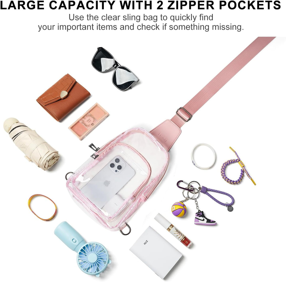 Clear Bag for Stadium Events, Clear Purse for Women Stadium Crossbody Bag, Transparent Bag for Concerts Sports
