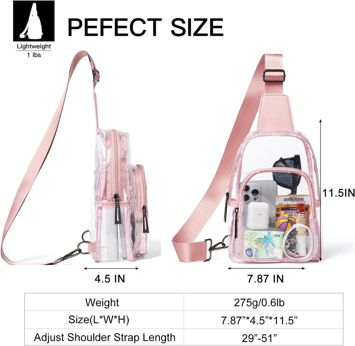 Clear Bag for Stadium Events, Clear Purse for Women Stadium Crossbody Bag, Transparent Bag for Concerts Sports