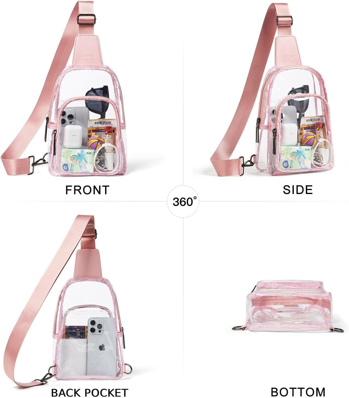 Clear Bag for Stadium Events, Clear Purse for Women Stadium Crossbody Bag, Transparent Bag for Concerts Sports