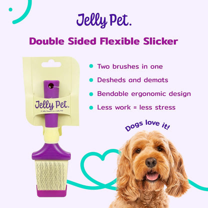 Double Sided Dog Slicker Brush, Longer Pins, Flexible Head, Fine/Coarse Sides, Removes Unwanted Tangles, Medium, Pink