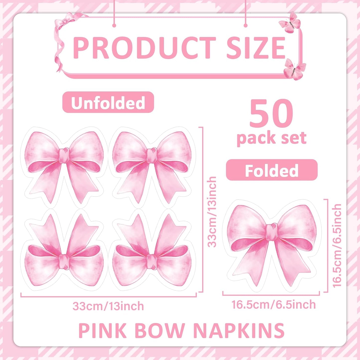 100Pcs Pink Bow Napkins Bow Themed Party Decorations Bow Knot Guest Towel Disposable Hand Napkins for Baby Bridal Shower Bachelorette Engagement Wedding Tea Birthday Party Supplies Table Decor